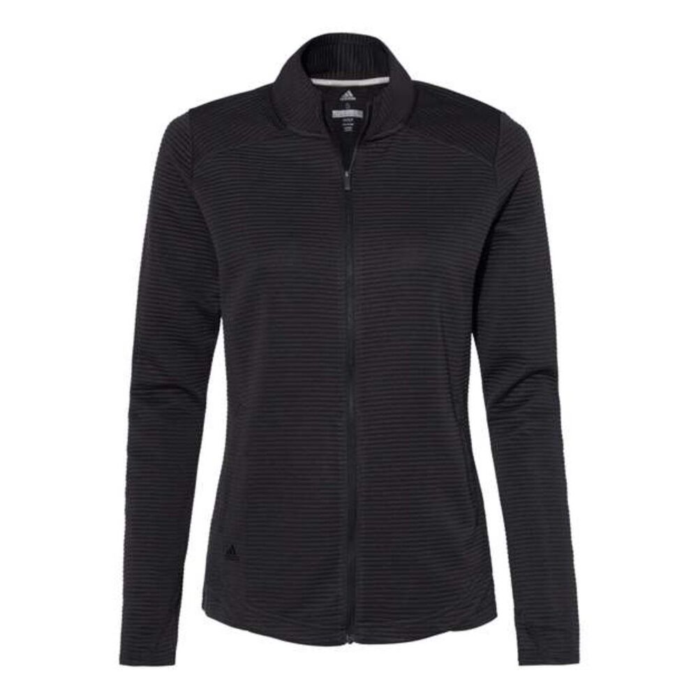 Adidas Golf Women's Textured Full-Zip Black Ribbed Jacket Size XL